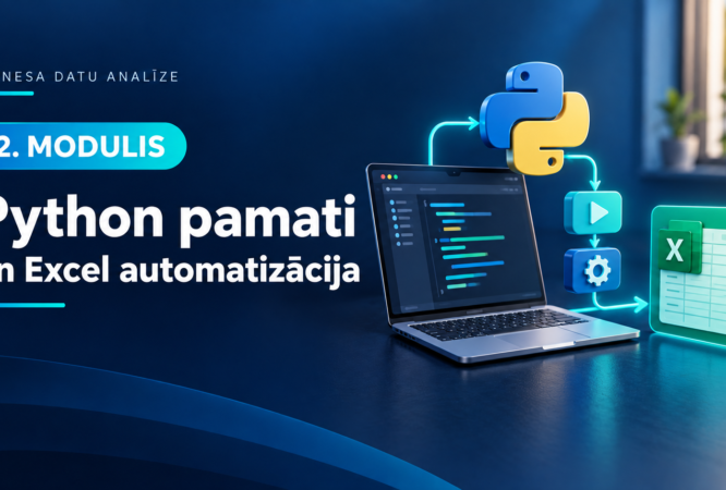 2. modulis — Python pamati un Excel automatizācija. Python programma pārvērš datus pārbaudītā Excel tabulā.